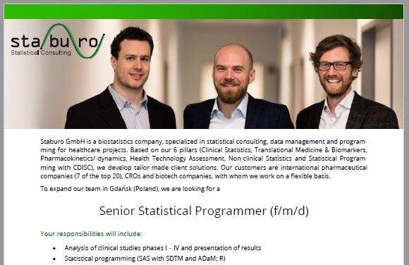 Staburo Senior Statistical Programmer Gdansk