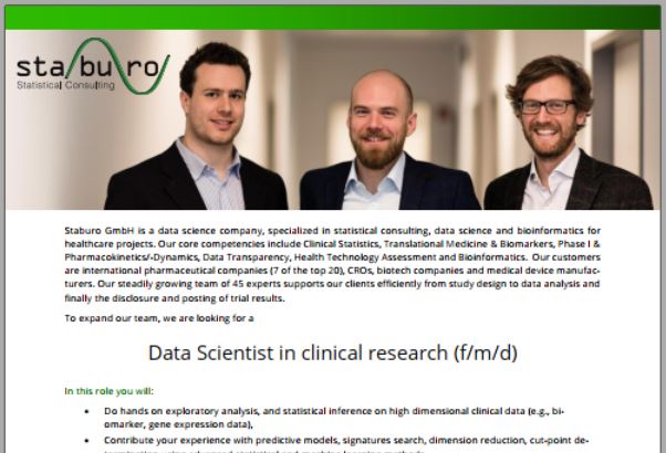 Data Scientist in clinical research (f/m/d)