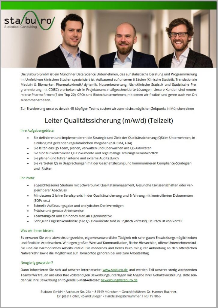 Leiter Qualitätssicherung